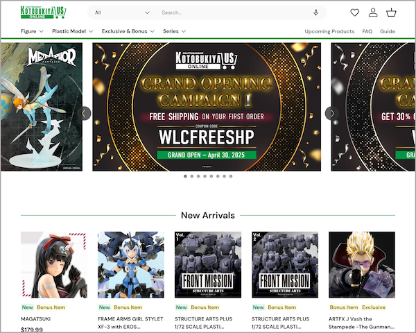 壽屋が北米向け直営ECサイト「KOTOBUKIYA US ONLINE」を「Shopify」で開設、北米ファンへ日本コンテンツIPを直販