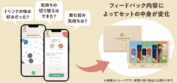 味の素AGF D2Cサービス「ココロヒトイキ」 アプリでフィードバックすると、次回以降のドリンク内容が変化する