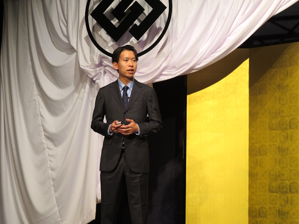 「SAMURAI」の新サービス発表会に登壇したKivaの代表取締役会長 野尻 航太氏