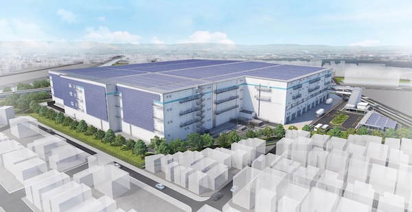 壁面太陽光発電設備を備えた名古屋市のフルフィルメントセンター（2025年8月から稼働予定）