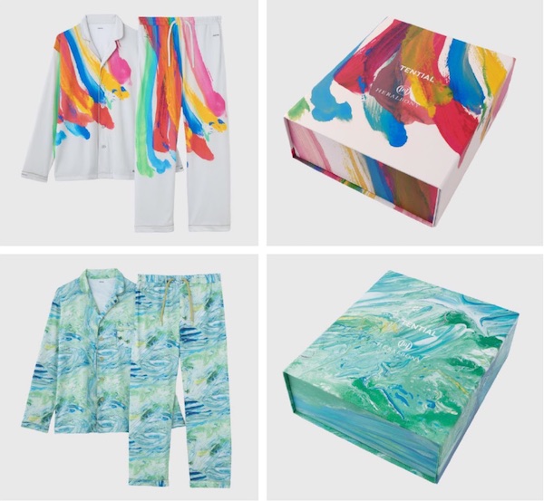 「BAKUNE Pajamas Dry（HERALBONY）」（左側）と同様のアートが描かれた限定デザインボックス（右側）